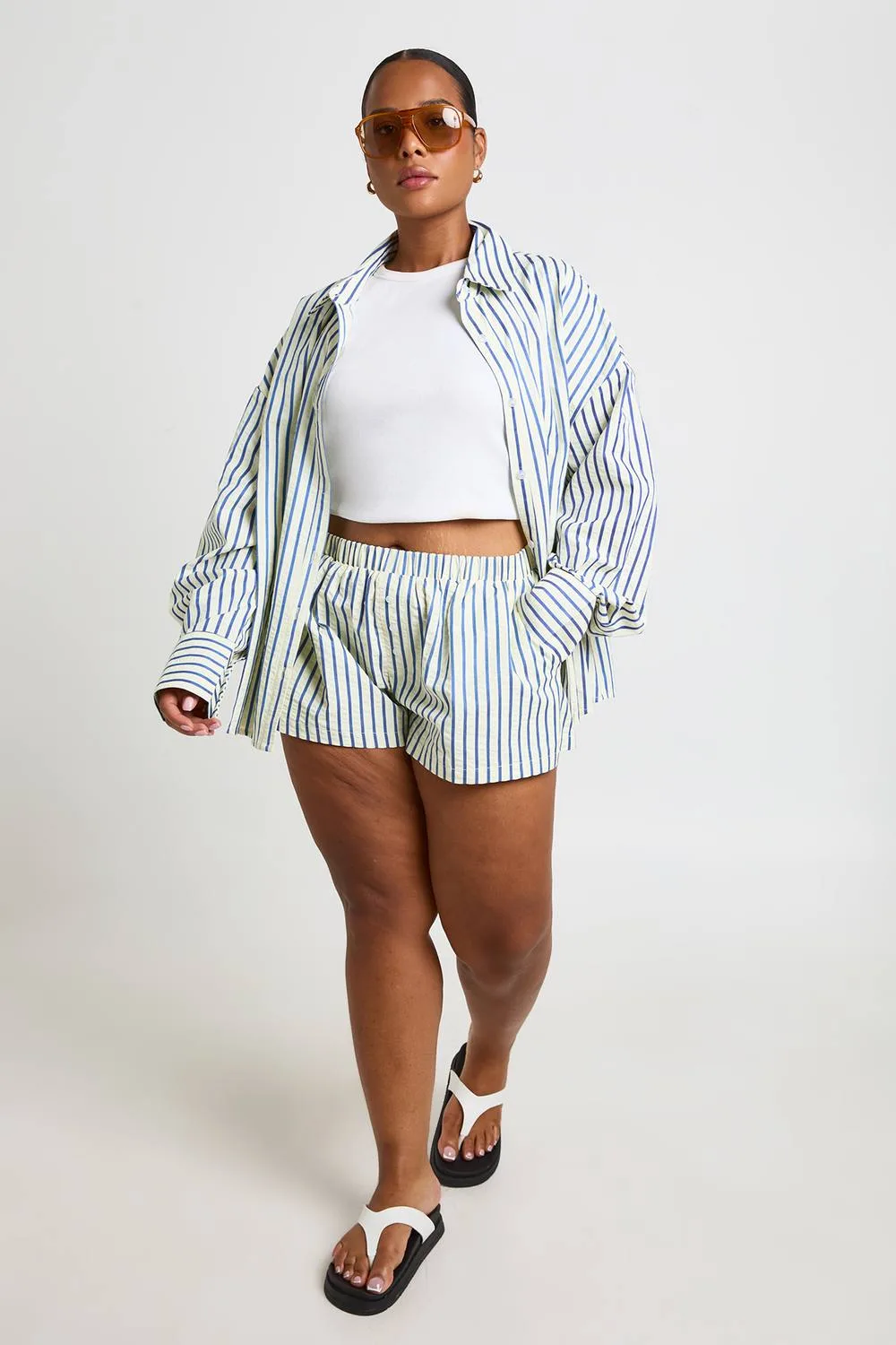 Plus Stripe Flippy Shorts by boohoo