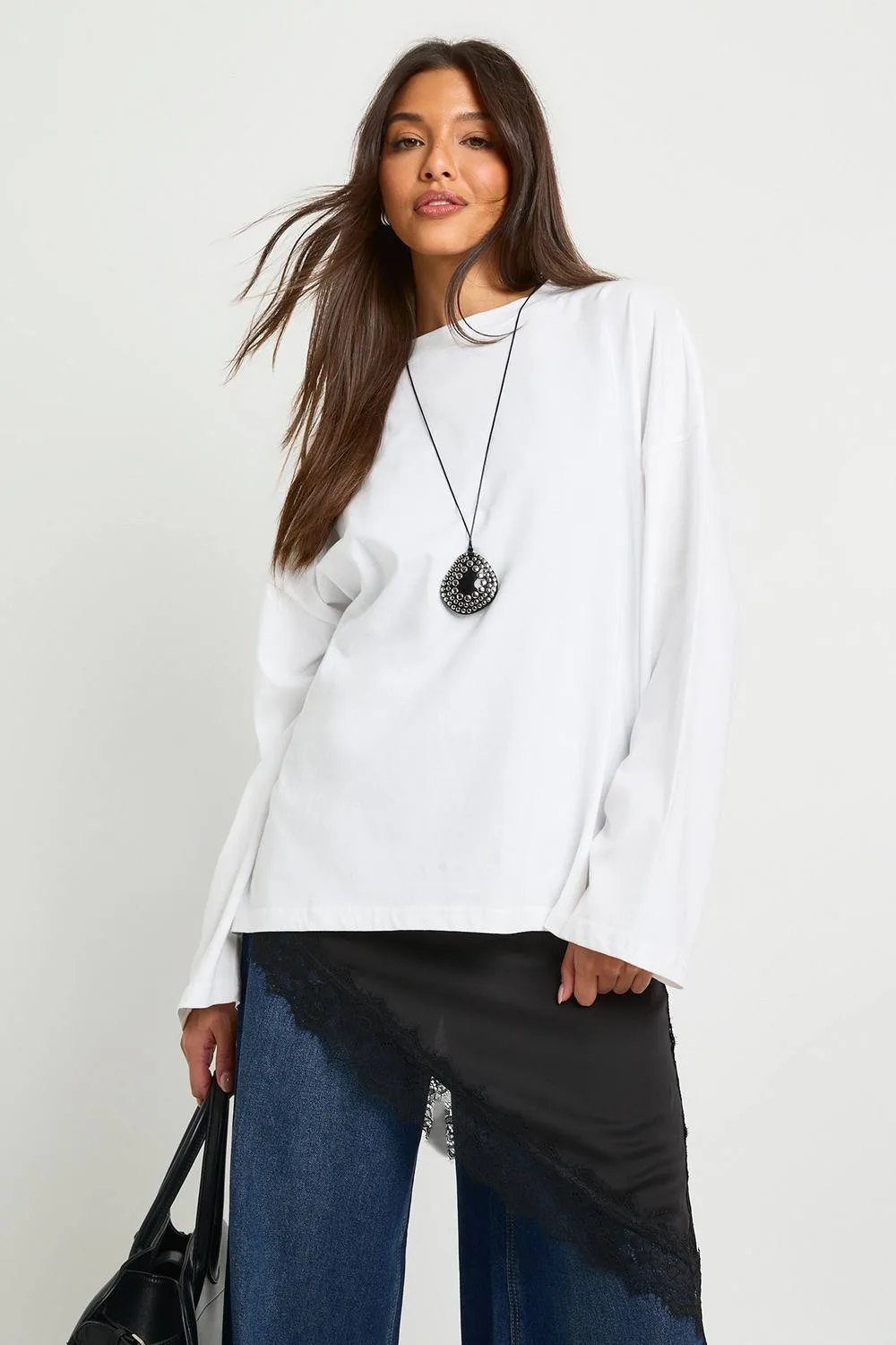 Basic Oversized Long Sleeve T-Shirt by boohoo