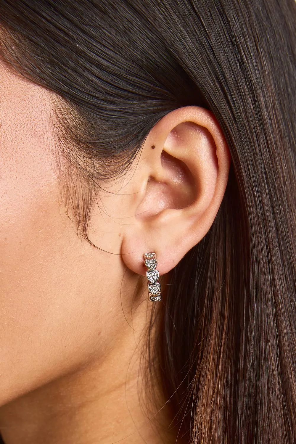 Diamante Heart Hoop Earrings by boohoo