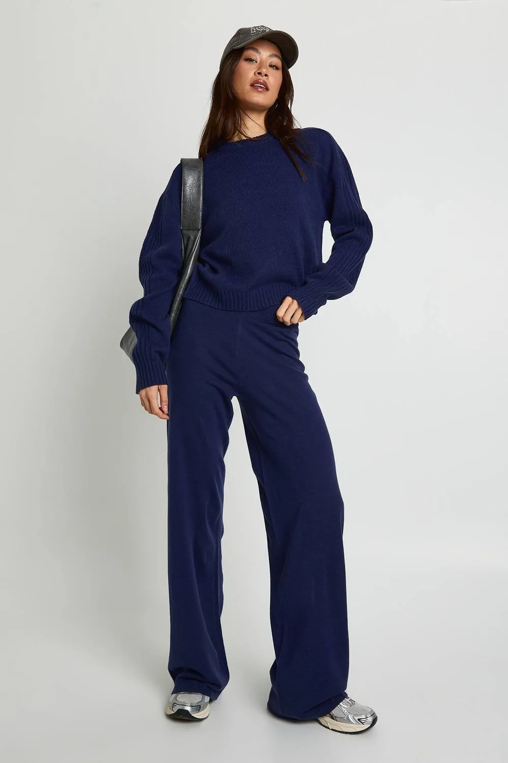 Crew Neck Jumper & Wide Leg Trouser by boohoo