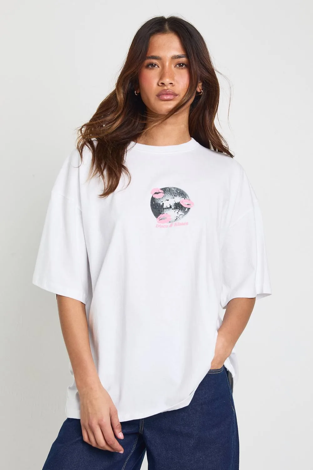 Disco Ball & Kisses Oversized T-Shirt