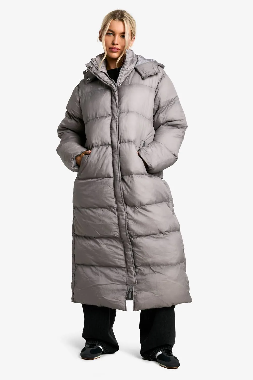 Longline Hooded Puffer Jacket by boohoo