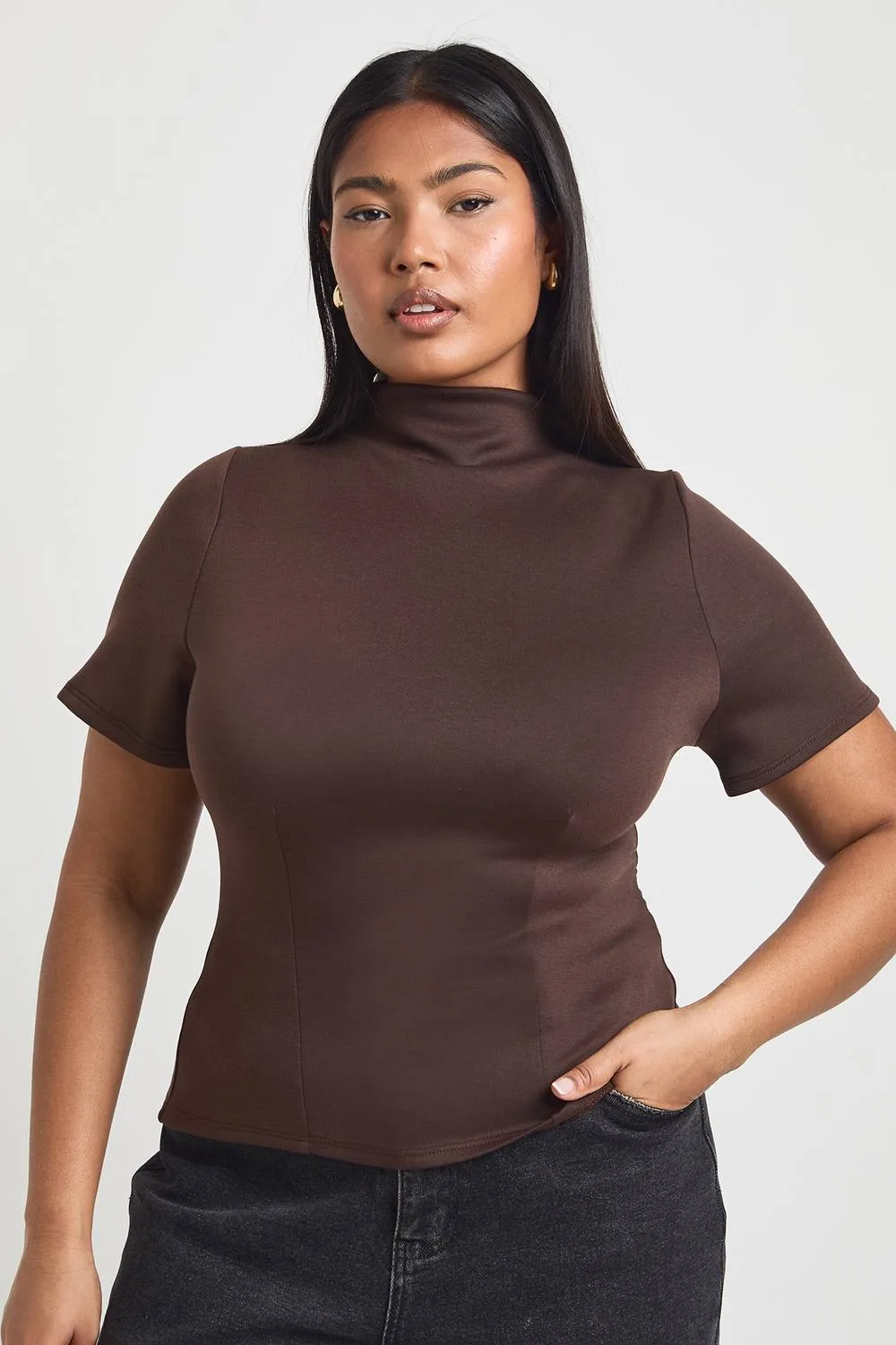 Cinched Waist High Neck Top by boohoo