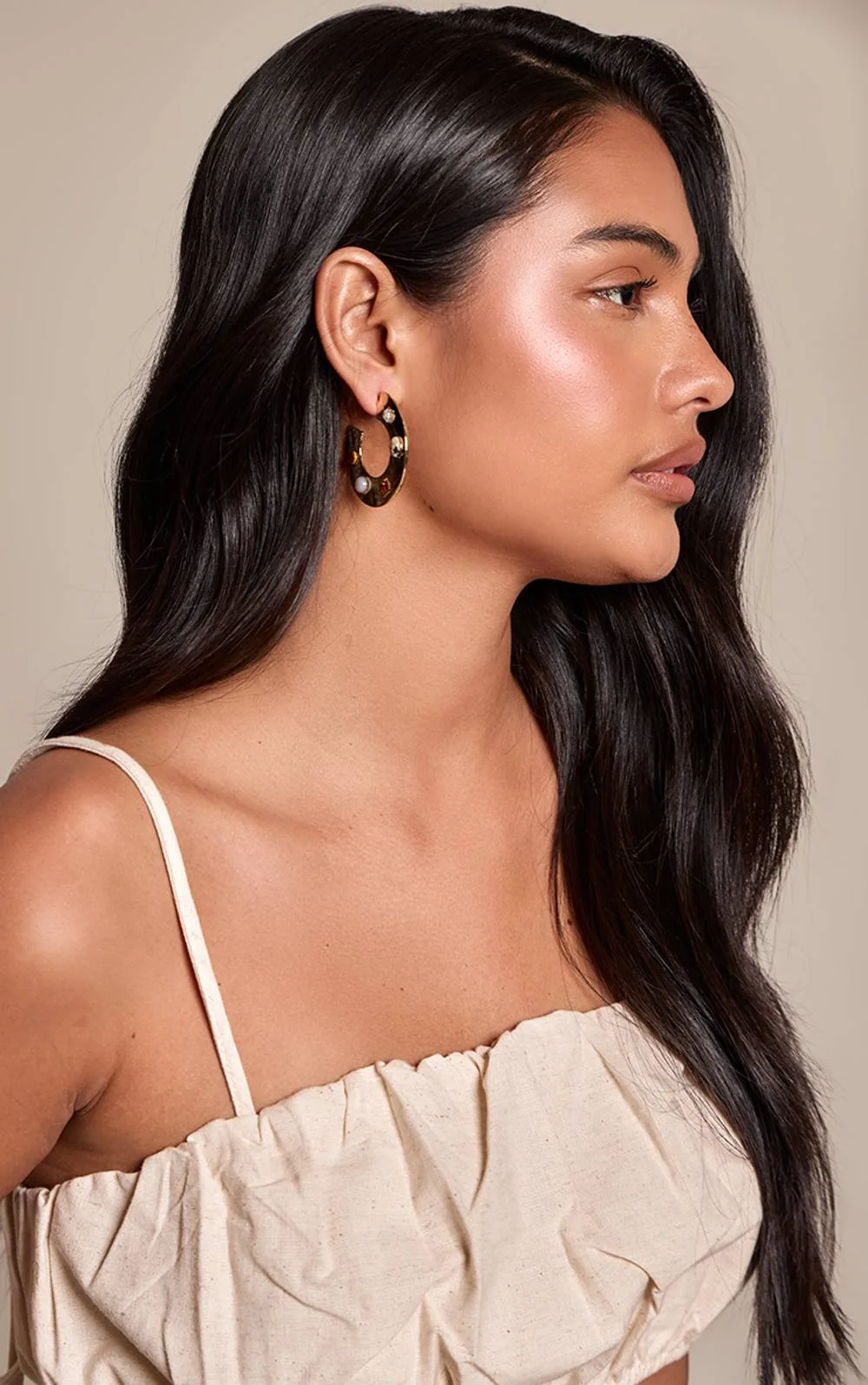 Gem Chunky Hoop Earrings