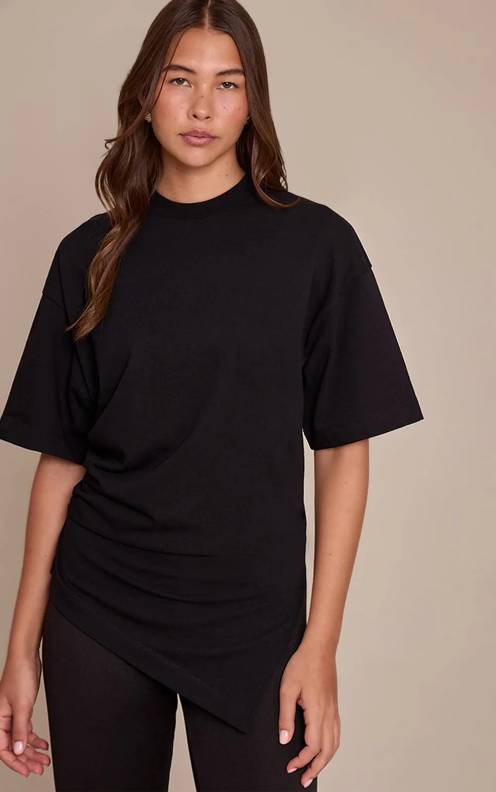 Cotton Ruched Side Detail Oversized T-Shirt by PrettyLittleThing