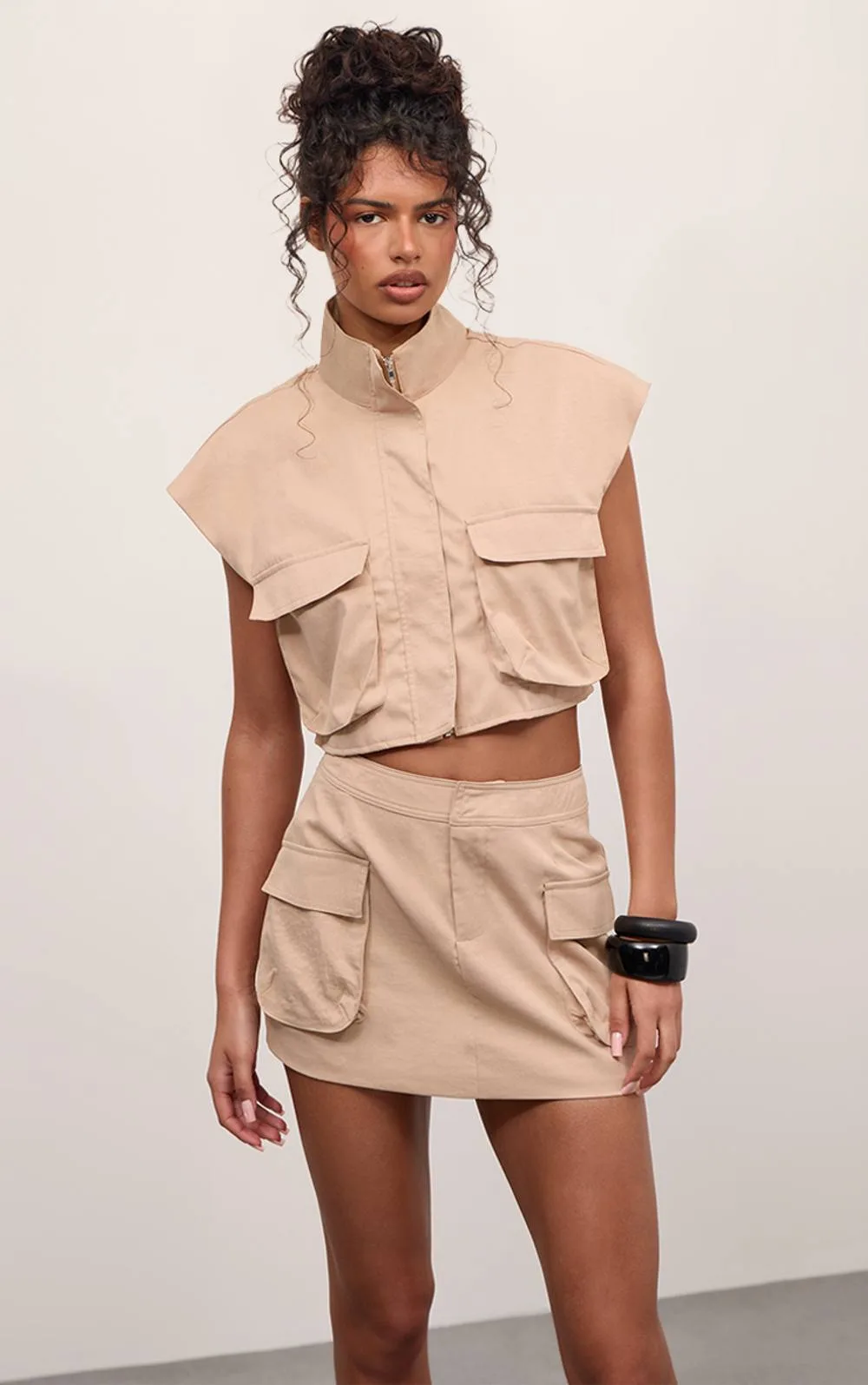 Sleeveless Cropped Utility Style Jacket Co-Ord by PrettyLittleThing