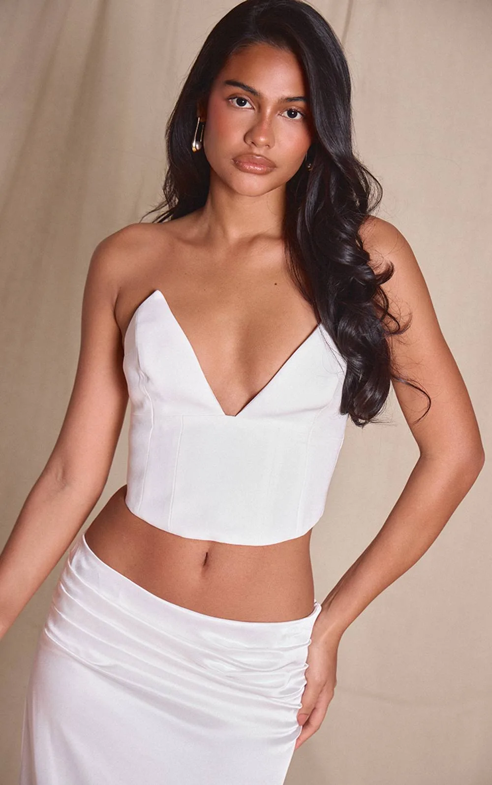 Woven Pointed Bust Bandeau Corset