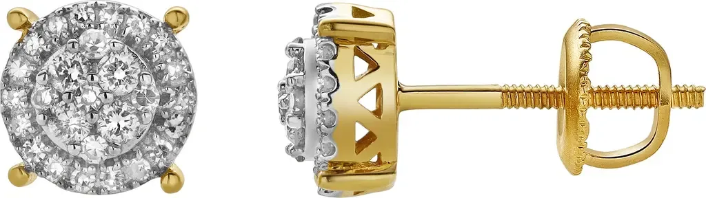 Oralith 10K Yellow Gold Cluster Diamond Earrings - 0.24 Cts