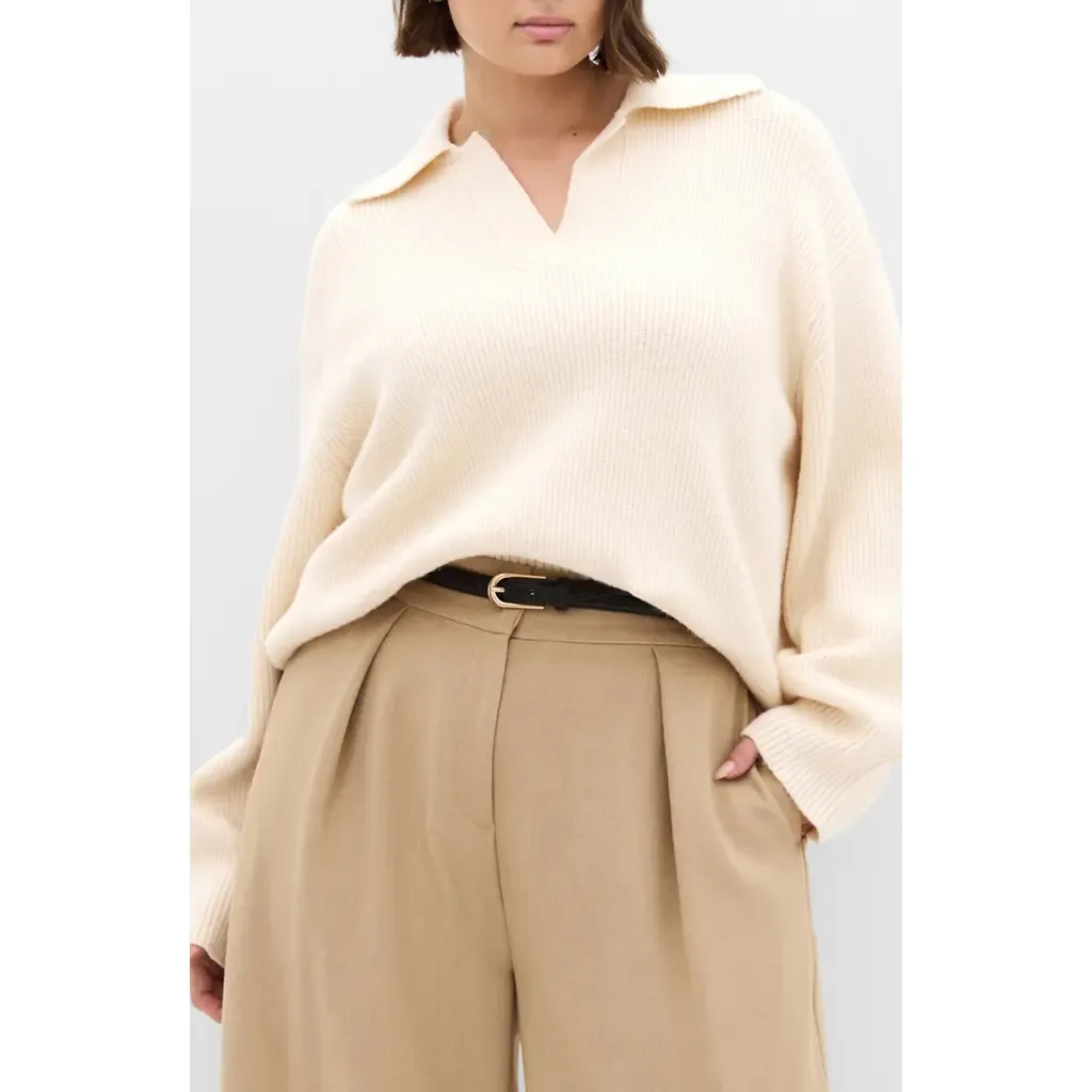 Opal Spread Collar Sweater by City Chic