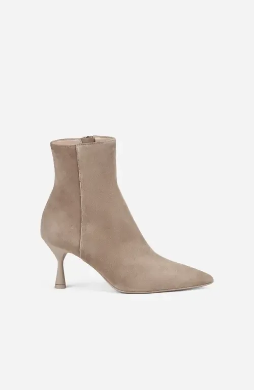 Ide Bootie with Heel in Beige Velour by AGL