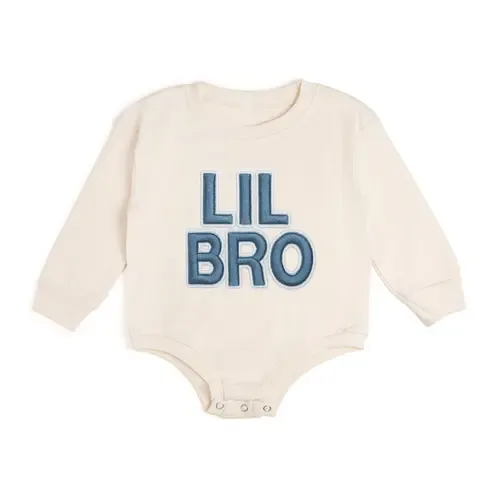 Lil Bro Embroidered Patch Long Sleeve Romper by Sweet Wink