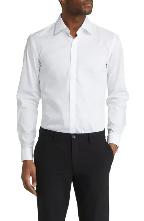 Hank Slim Fit Easy Iron Tuxedo Shirt by BOSS