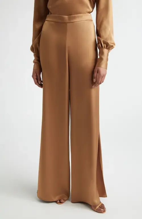 Kate Side Slit Liquid Satin Pants by ST. JOHN