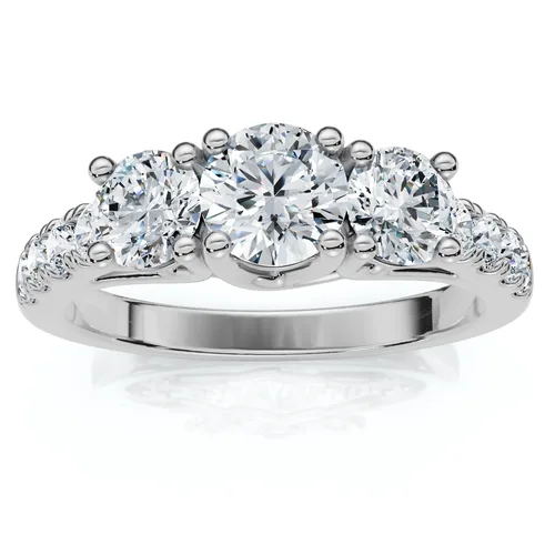 1 1/4ct Three Stone Lab Grown Diamond Engagement Ring 14K Gold by Bliss Diamond