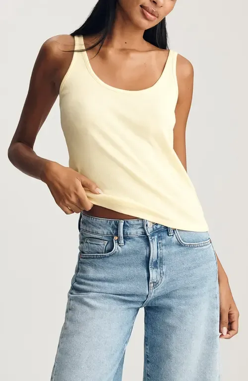 Scoop Neck Stretch Cotton Rib Tank by Mavi Jeans