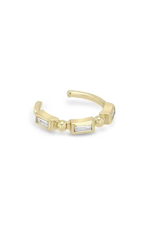 Single 14K Gold Baguette Bezel Diamond Ear Cuff by Zoë Chicco