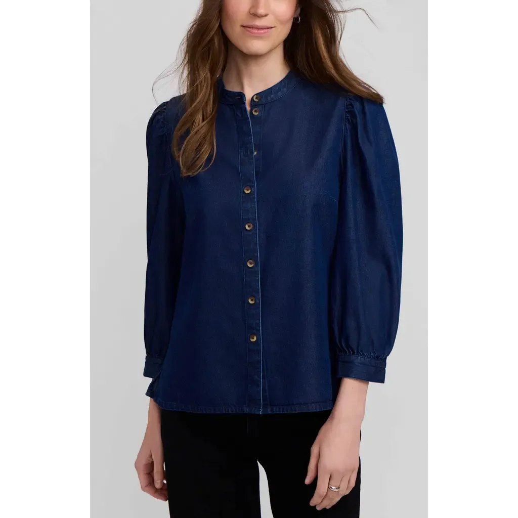 Helsa Puff Sleeve Denim Shirt by Foxcroft