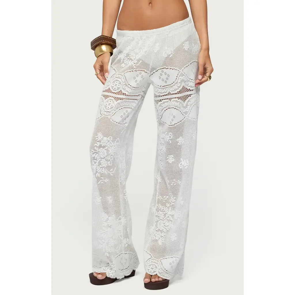 Milaya Sheer Open Stitch Straight Leg Pants by EDIKTED