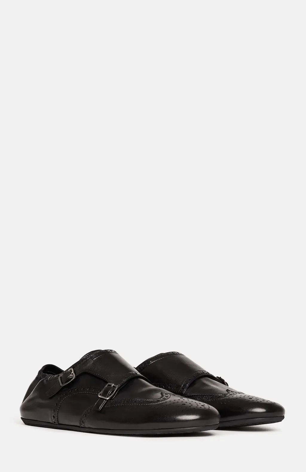 Johnny Monk Strap Shoes in Black - Calf