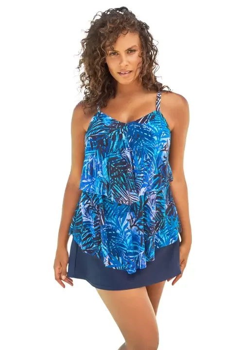 Mesh Double Tier Tankini Top by Swim 365