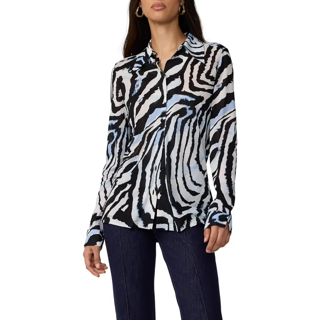 Perfect Zebra Print Button-Up Shirt by Diane von Furstenberg