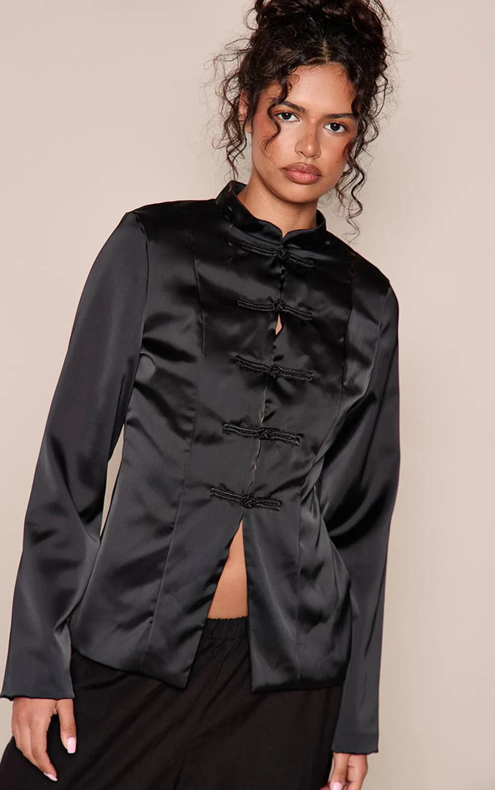 Satin Mandarin Collar Jacket