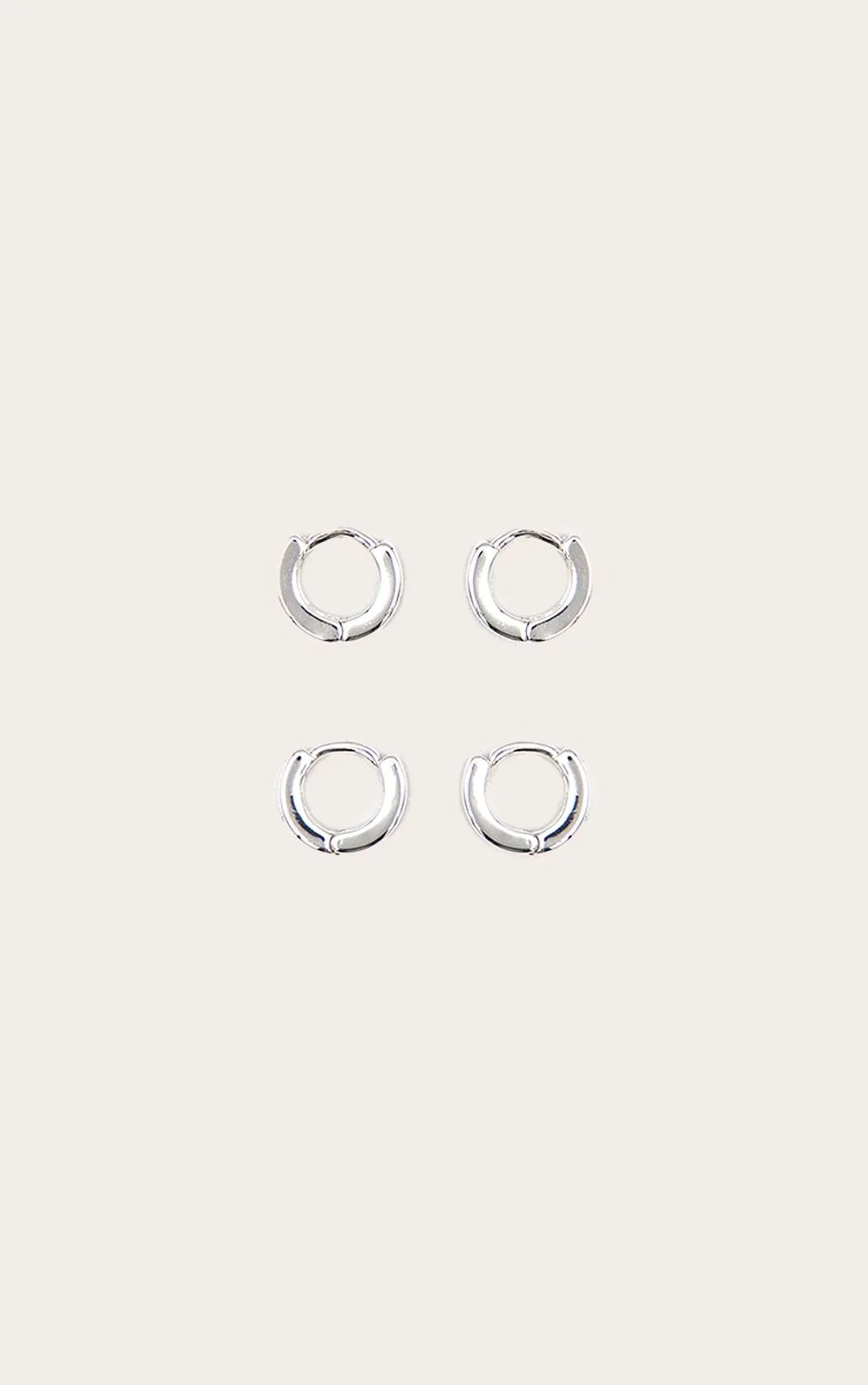 Real Silver Plated Dainty Huggie 2 Pack Hoop Earrings