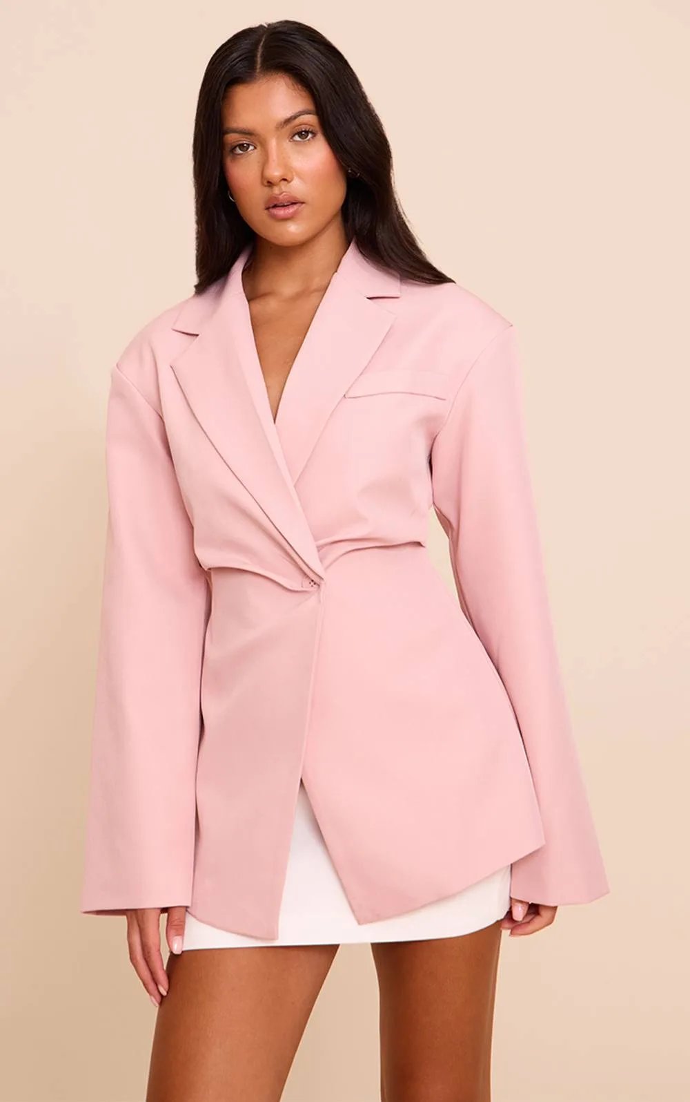 Tailored Cinch Waist Blazer by PrettyLittleThing