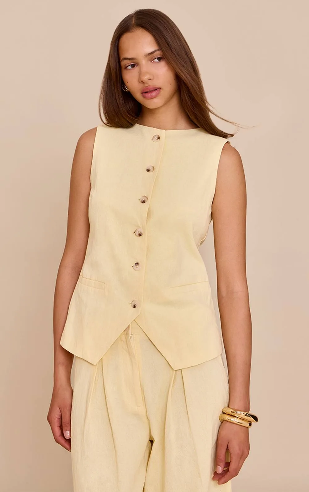 Linen Look Tailored Waistcoat Co-Ord by PrettyLittleThing