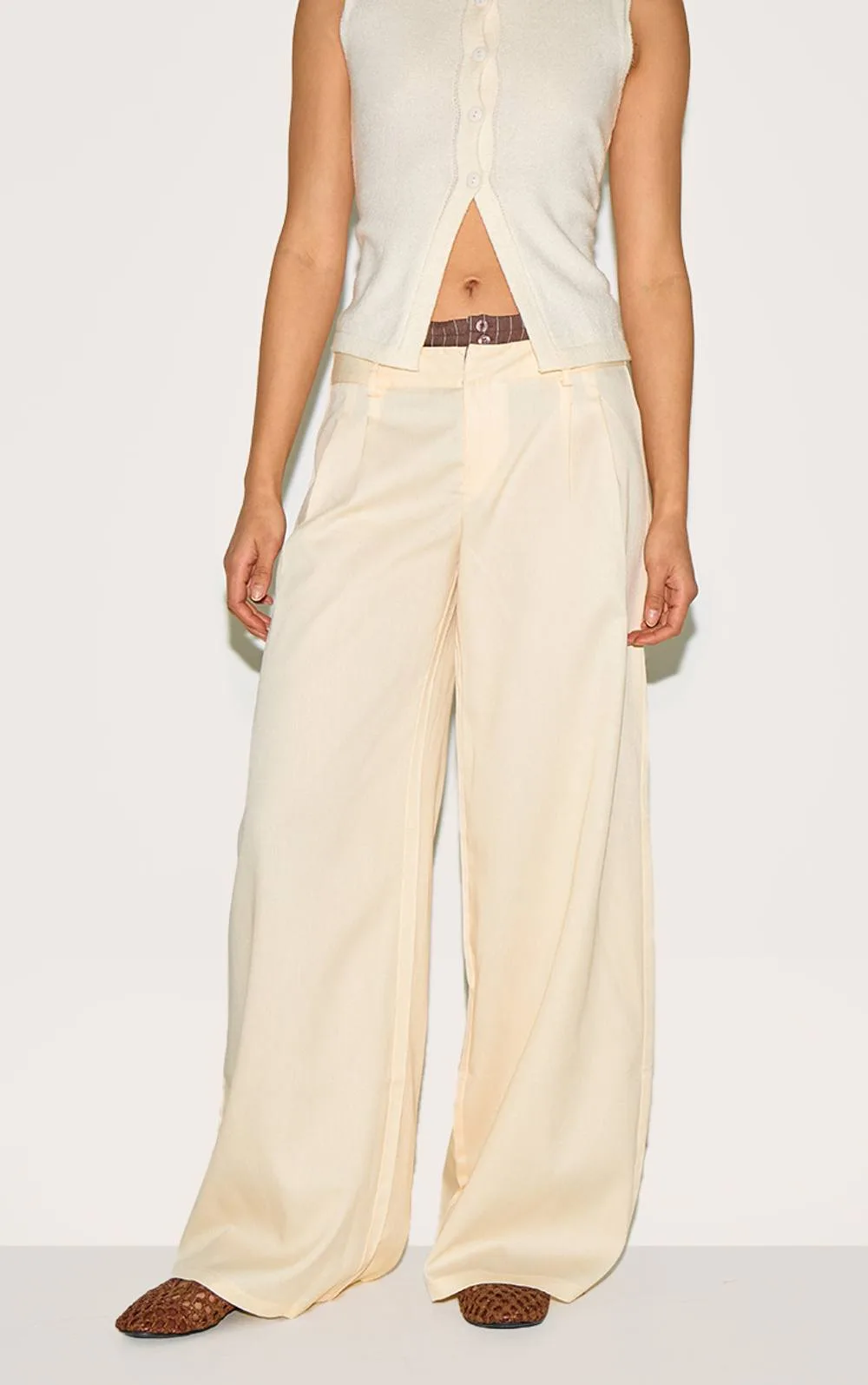 Woven Contrast Stripe Boxer Detail Straight Leg Trouser