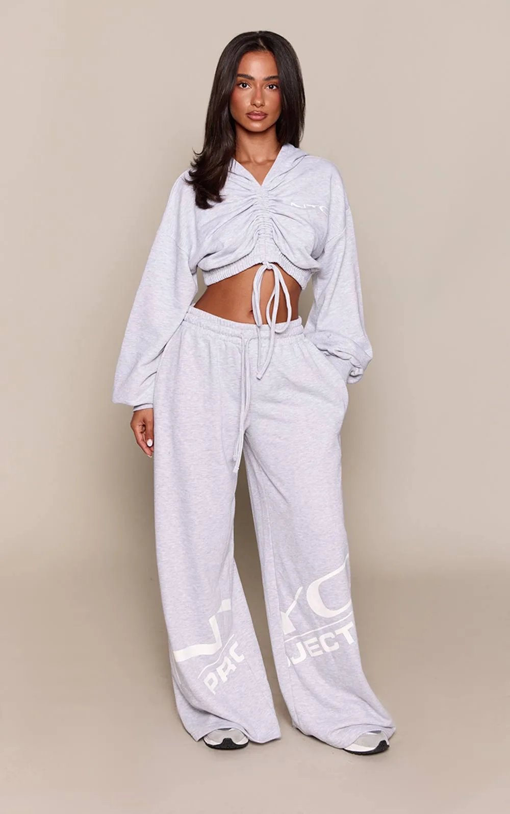 Low Rise Graphic Detail Wide Leg Joggers by PrettyLittleThing