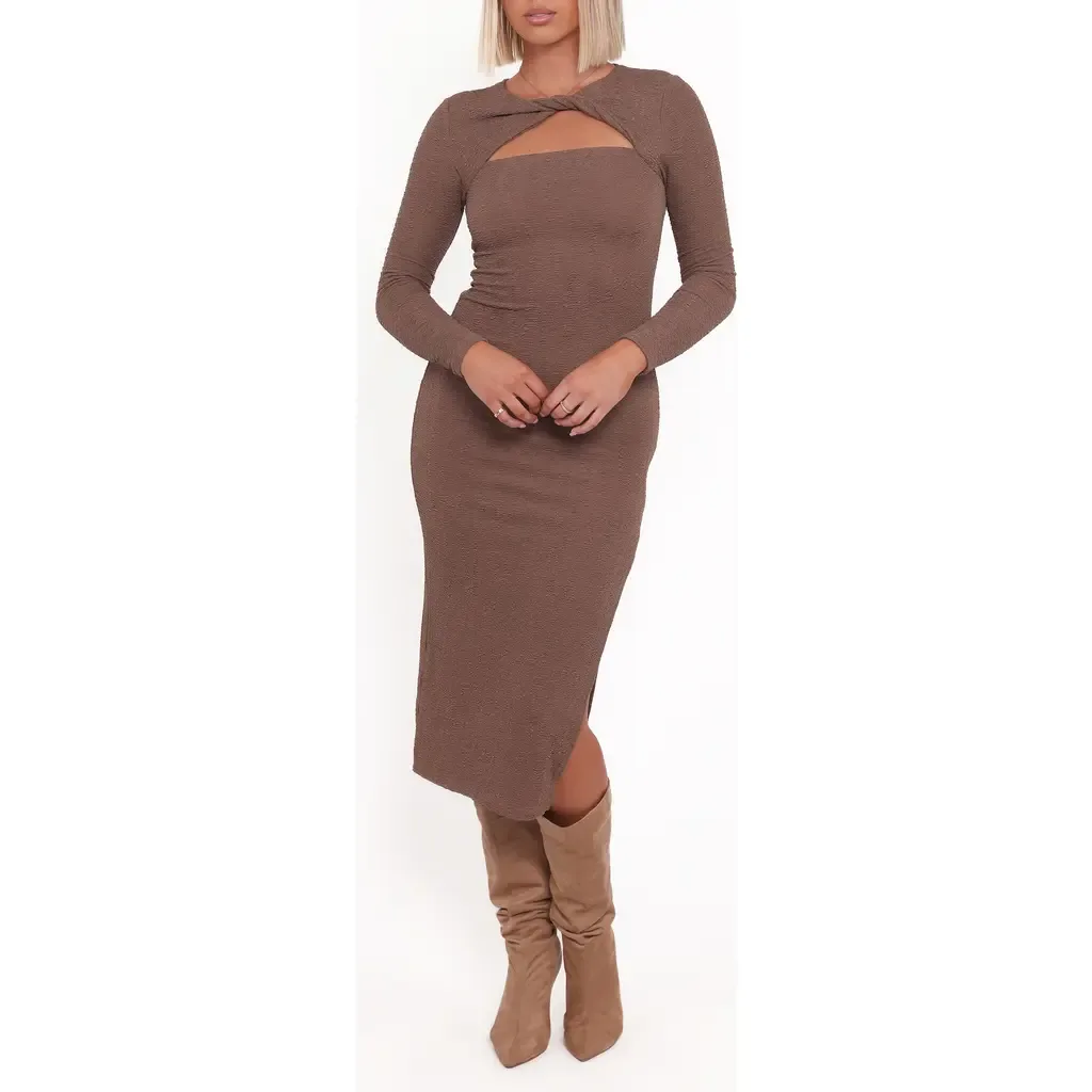 Laney Cutout Long Sleeve Body-Con Maxi Dress by Petal & Pup