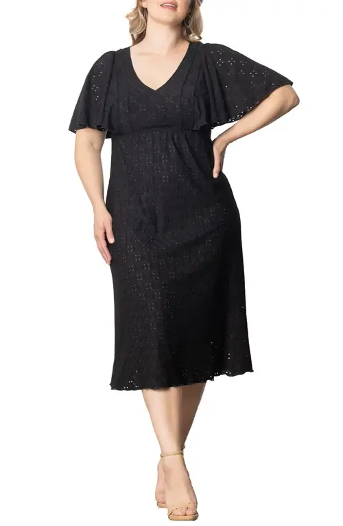 Lucy Short Sleeve Eyelet Midi Dress by Kiyonna