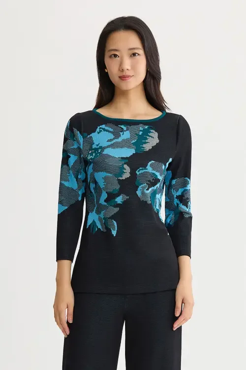 Floral Jacquard Knit Tunic by Ming Wang