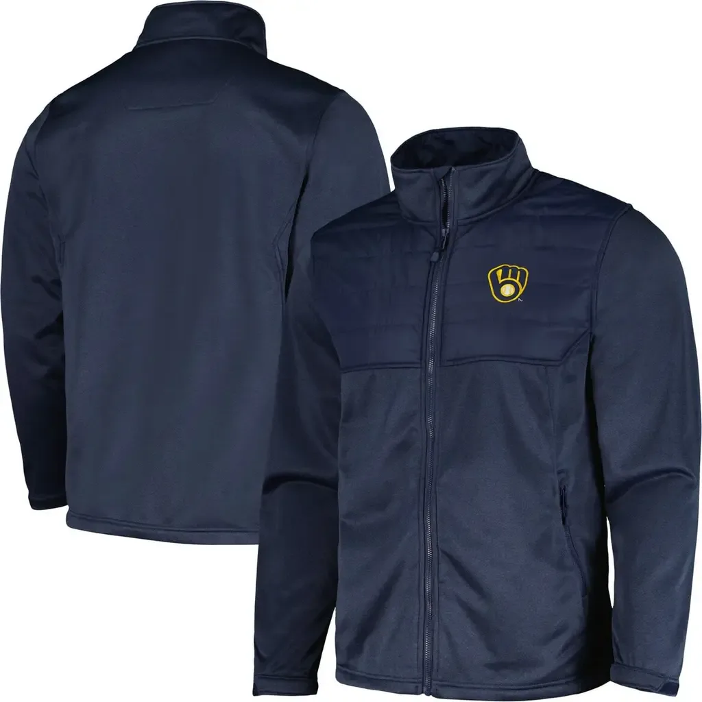 Dunbrooke Heather Navy Milwaukee Brewers Explorer Full-Zip Jacket by DUNBROOKE