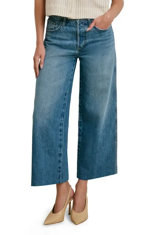 The Masha Raw Hem Super High Waist Crop Wide Leg Jeans by Favorite Daughter