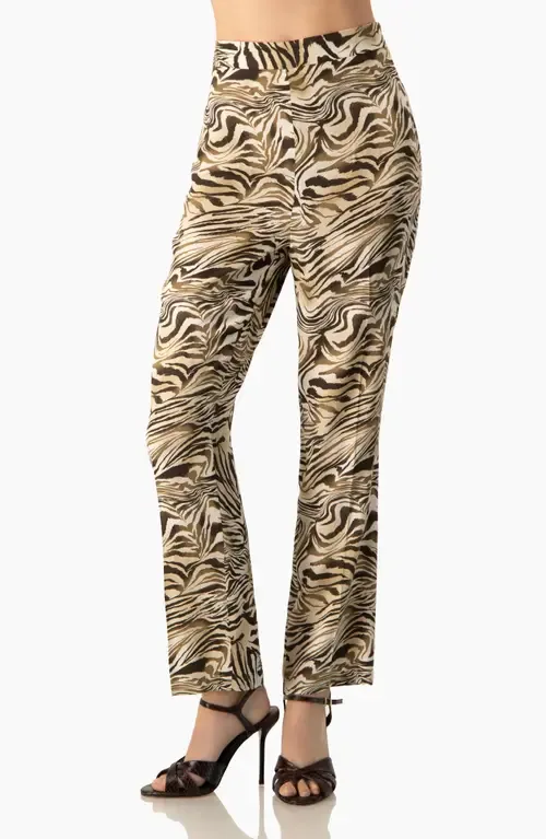 Zebra Print Straight-Leg, High-Waist Ankle-Length Pants by IVONNE