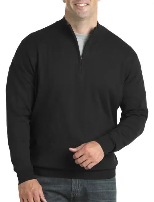 Quarter-Zip Pullover Sweater by Harbor Bay by DXL