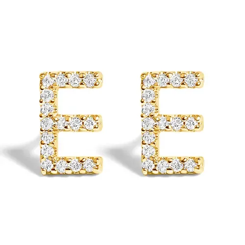 10K Gold 1/10 Cttw Diamond Initial Stud Earring by Haus of Brilliance