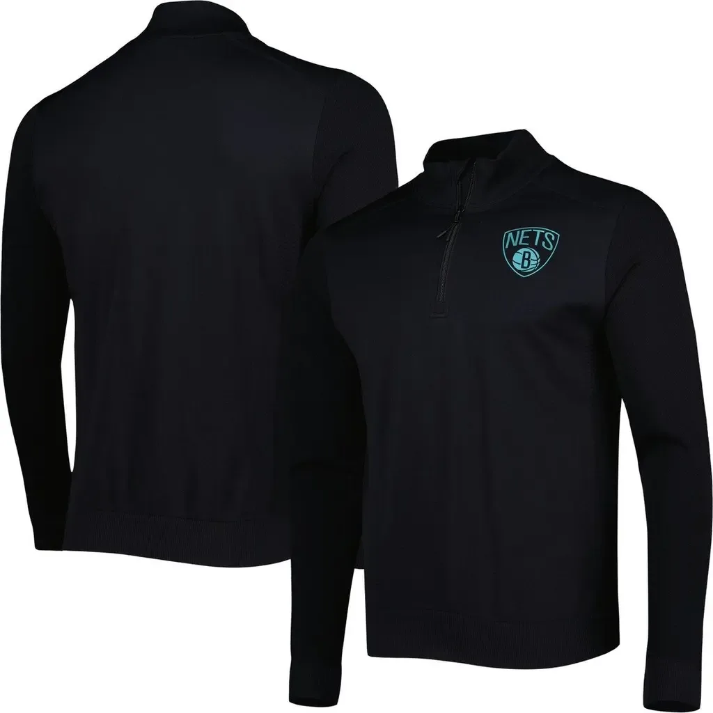 Levelwear Brooklyn Nets Nano Engineered Knit Fabric Quarter-Zip Jacket by LEVELWEAR