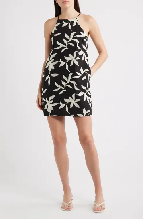 Floral Embroidered A-Line Minidress by halogen(r)