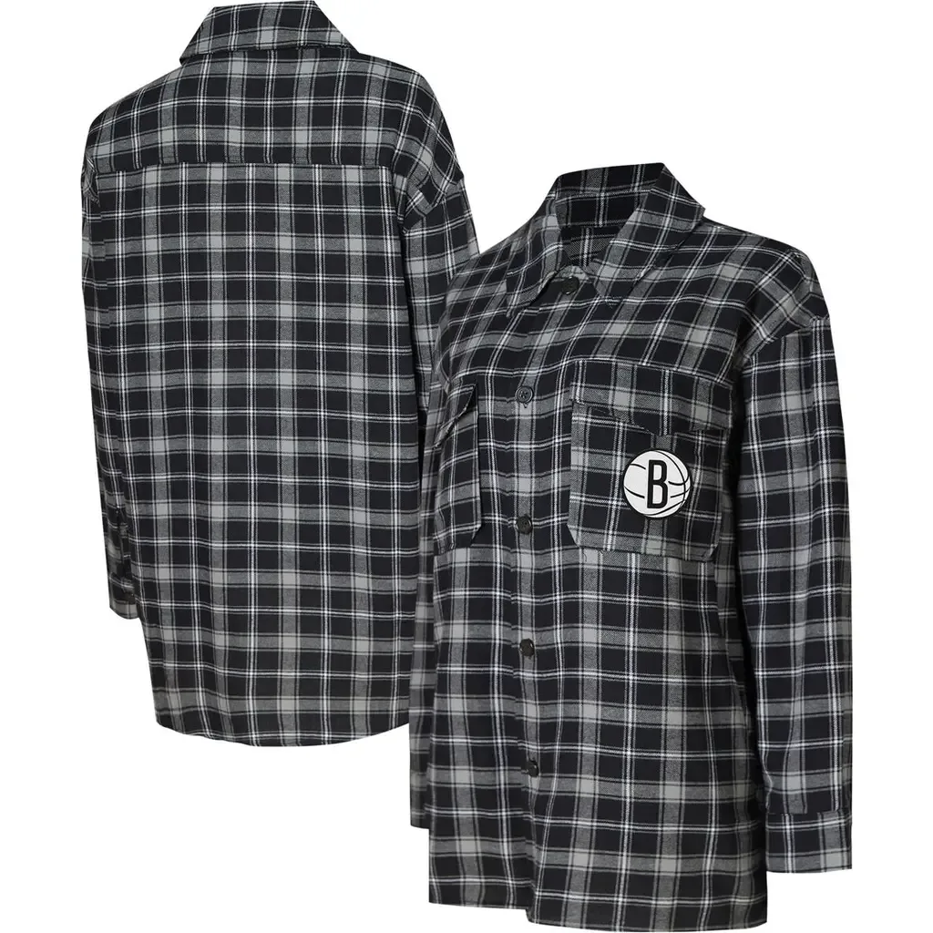 Brooklyn Nets Boyfriend Button-Up Nightshirt by College Concepts