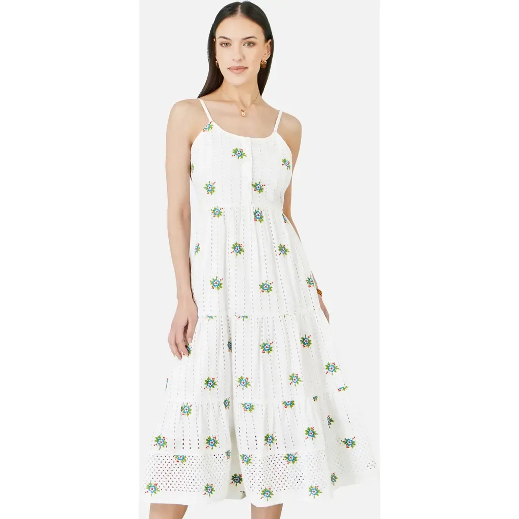 Embroidered Broderie Midi Sun Dress by Yumi