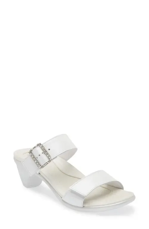 Recent Slide Sandal in White Pearl Leather by Naot