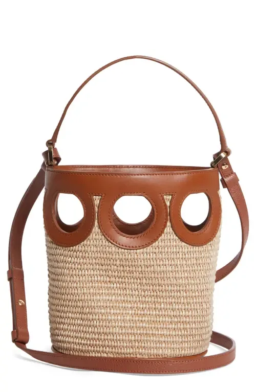 Mini Gancio Outline Raffia Bucket Bag by FERRAGAMO