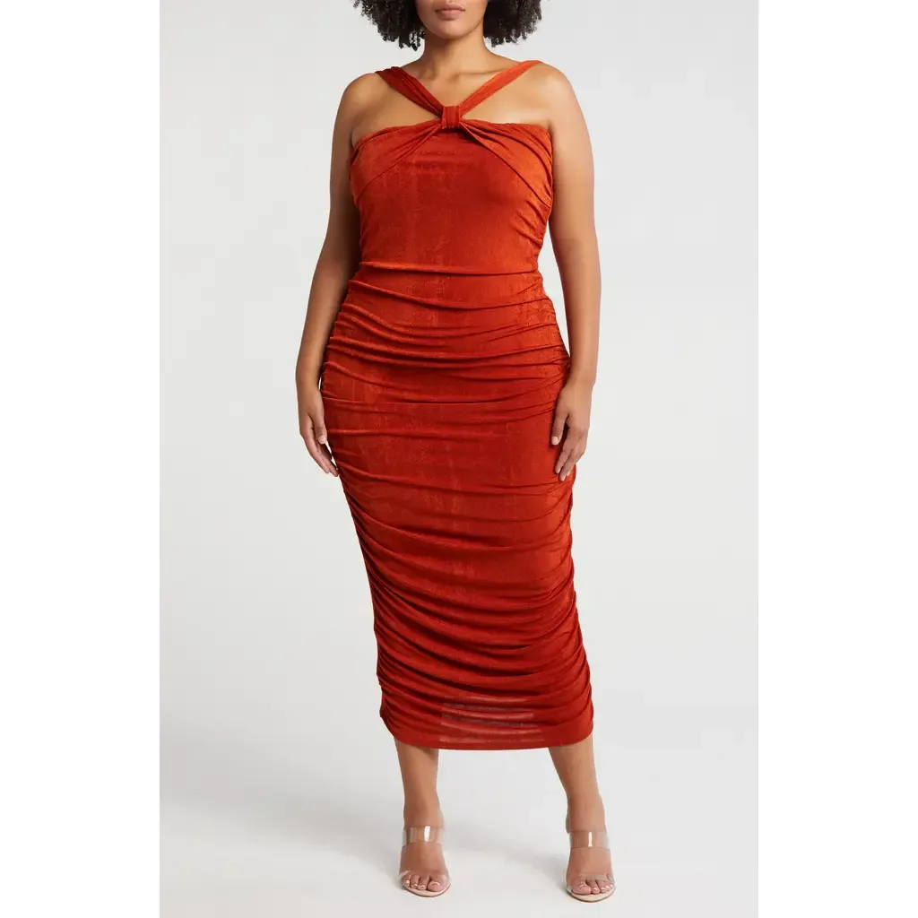 Cross Neck Stretch Body-Con Dress by 24seven Comfort Apparel