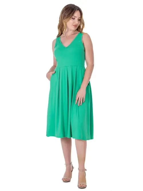 V-Neck Sleeveless Maxi Dress with Belt by 24seven Comfort Apparel