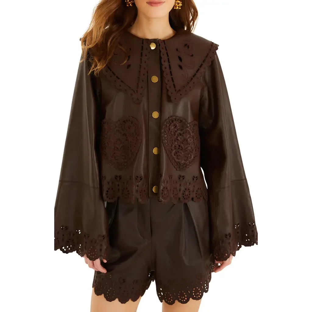 Hearts Richelieu Leather Jacket by FARM Rio
