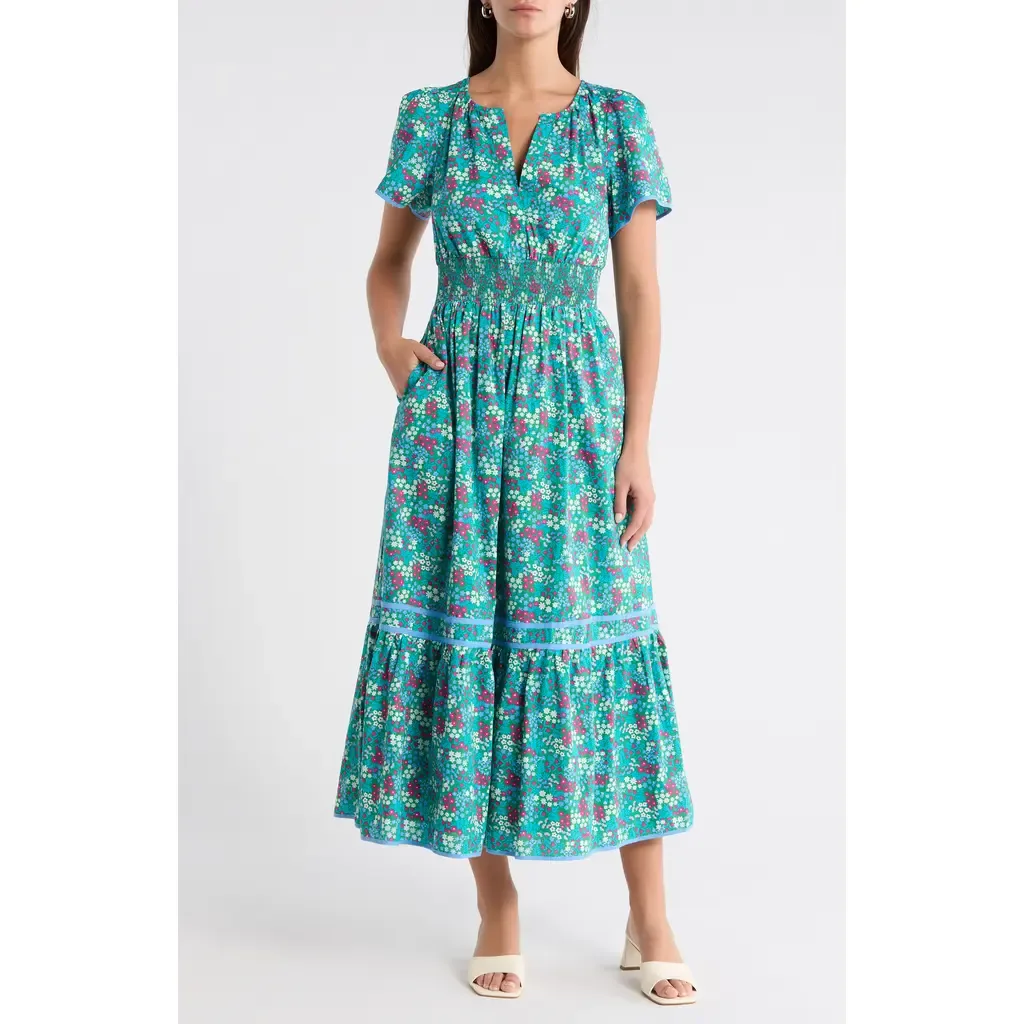 Punta Alta Ordy Smocked Midi Dress by SUGARLIPS