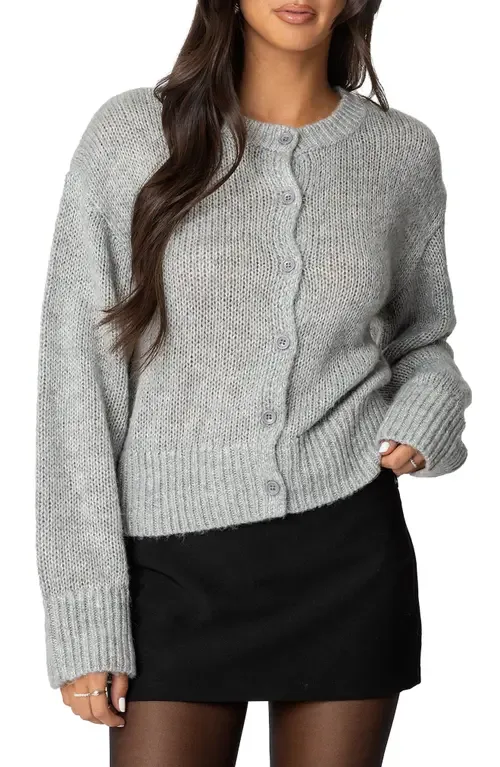 Freida Scalloped Fuzzy Cardigan by EDIKTED